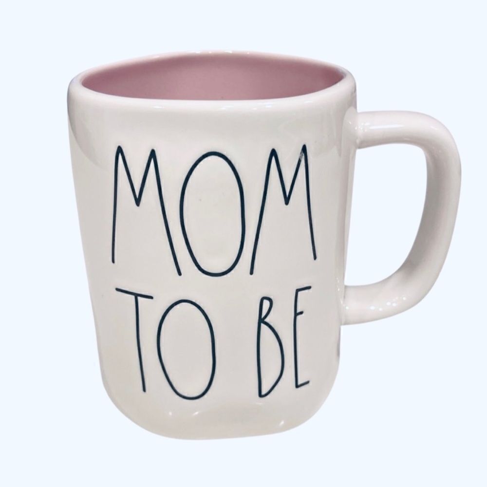 New Rae Dunn White with black Ceramic Mom to be Mug Beautiful fun and functional
